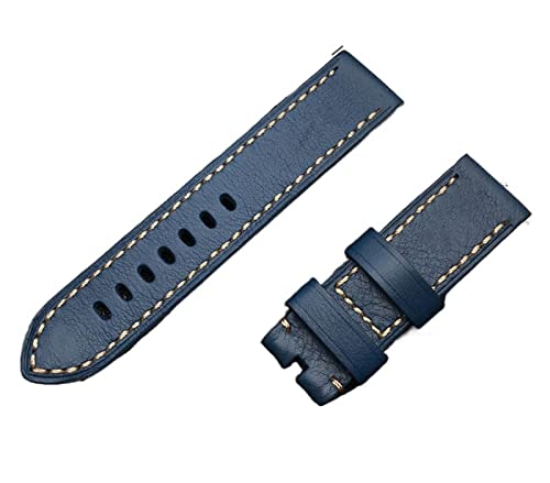 JDIME 22mm 24mm 26mm dickes Vintage Echtes echtes Rindsleder Armband Handgemacht Herren Für Panerai Riemen Mann Schnalle(Blue strap,24mm no buckle) von JDIME