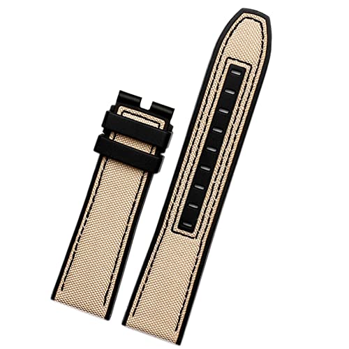 JDIME 22mm Leinwand Gummi -Uhrengurt Männer Armband für Tissot Series Soft Watchbänder(Khaki No clasp) von JDIME