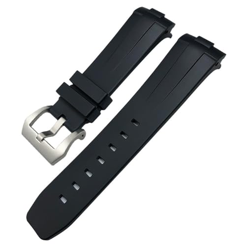 JDIME 24 mm gebogenes Ende, Naturkautschuk-Armband für Panerai LUMINOR SUBMERSIBLE PAM, wasserdichtes Silikon-Uhrenarmband mit Schmetterlingsschnalle(Black Tang) von JDIME