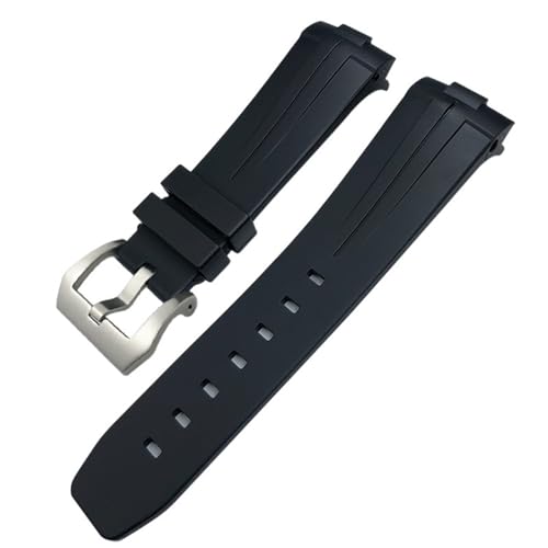 JDIME 24 mm gebogenes Ende, Naturkautschuk-Armband für Panerai LUMINOR SUBMERSIBLE PAM, wasserdichtes Silikon-Uhrenarmband mit Schmetterlingsschnalle(Blk-blk Tang) von JDIME