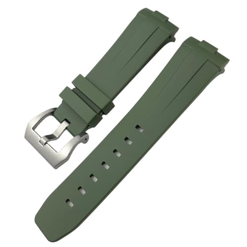 JDIME 24 mm gebogenes Ende, Naturkautschuk-Armband für Panerai LUMINOR SUBMERSIBLE PAM, wasserdichtes Silikon-Uhrenarmband mit Schmetterlingsschnalle(Green Tang) von JDIME