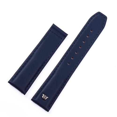 JDIME Echtes Leder Armband für Uhrenarmband 20mm 22mm Faltschließe Freizeit Business Rindsleder Armband(Blue no buckle,20mm) von JDIME