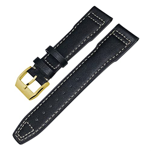 JDIME Echtes Leder Uhrband Für Iwc Markieren Xviii Le Petit Prince Pilots Uhr 20mm 21mm 22mm Kaufpferdsgurt(Black white gold,20mm) von JDIME