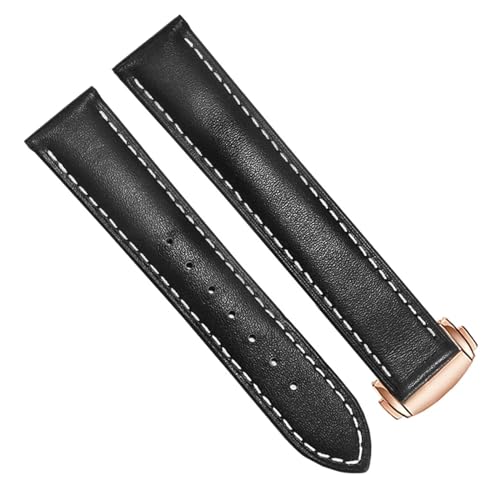 JDIME Echtes Lederarmband für Omega 300/150, Schwarzbraun, Uhrenarmband, Faltschließe, Zubehör, Handgelenkschlaufe(Black B,20mm) von JDIME