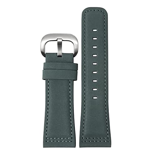 JDIME Echtes Lederband für siebenfreitig Uhrenband Q203 M203 P1 P2 S2 M2 Q2 03 01 02 Braunblau 28mm Cowide Wachgurt(Green-silver) von JDIME
