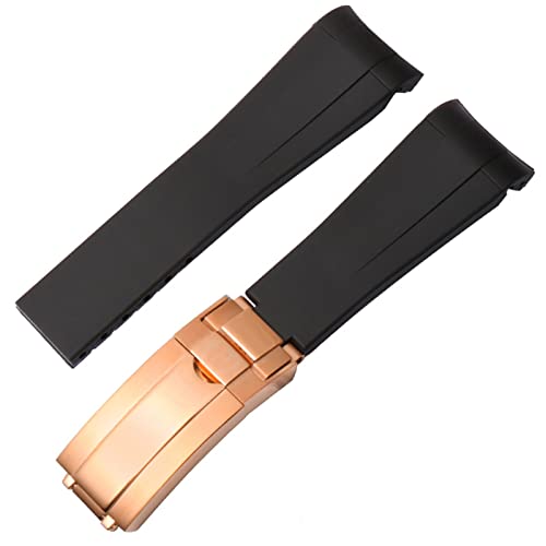 JDIME Für Rolex Gummi -Uhr -Gurt Männlich Ditongna Grün Wasser Ghost Diver Green Silicon 20mm 21mm Uhrenband(Black-rosegold,20mm) von JDIME