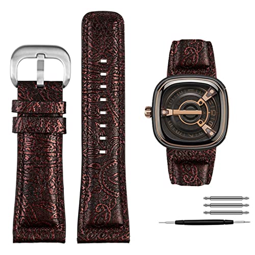 JDIME Für Seven Friday Q2/03/M2/M021/T2 Echtes Leder Armband Vintage styleDiesel uhr Männer rindsleder strap 28m Armband zubehör(Color 3 silver) von JDIME