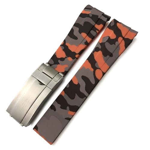 JDIME Gummi-Silikon-Armband 20 mm 21 mm für Rolex Submariner GMT Daytona Explorer grünes Uhrenarmband(Camo orange) von JDIME