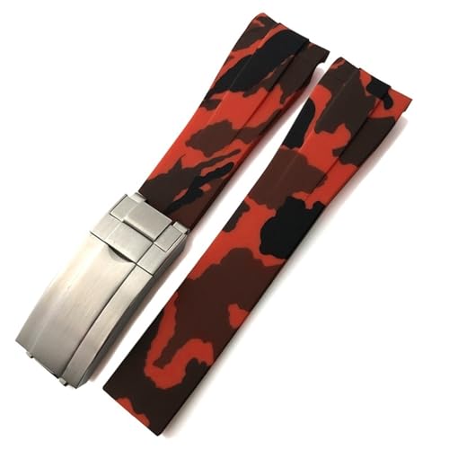 JDIME Gummi-Silikon-Armband 20 mm 21 mm für Rolex Submariner GMT Daytona Explorer grünes Uhrenarmband(Camo red) von JDIME
