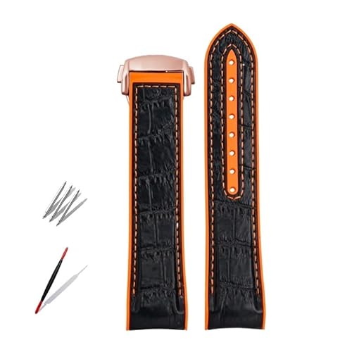 JDIME Gummi-Silikon-Uhrenarmbänder für Omega Seamaster 300 Speedmaster-Armband, Mond-Uhrenarmband, 20 mm, 22 mm(Black orange-R,22mm) von JDIME