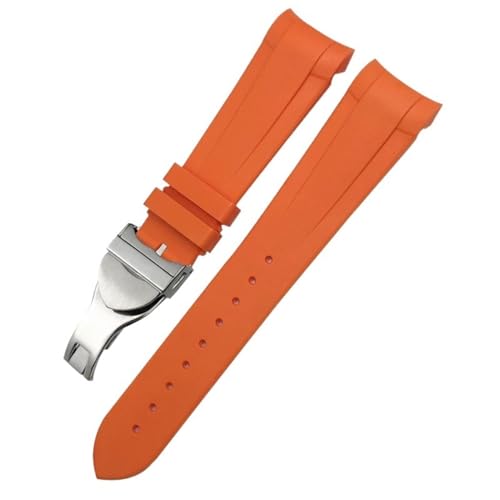 JDIME Gummi-Silikon-Uhrenarmband mit gebogenem Ende, 22 mm, 20 mm, für Tudor Black Bay 41 mm, Pelagos 42 mm 1958, blaues Sportuhrenarmband(Orange) von JDIME