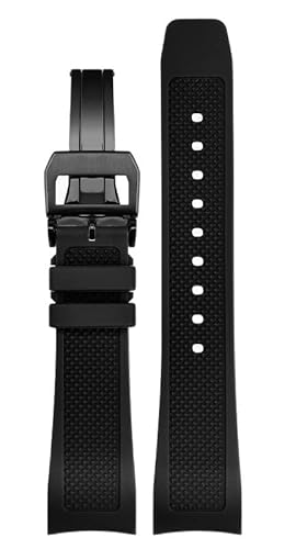 JDIME Gummi-Uhrenarmband 22 mm für Iwc IW390502 IW390209 Armband Faltschließe gebogenes Ende Armbanduhren Gürtel(Black-Bk-fold) von JDIME