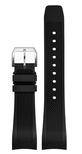 JDIME Gummi-Uhrenarmband 22 mm für Iwc IW390502 IW390209 Armband Faltschließe gebogenes Ende Armbanduhren Gürtel(Black-SR-pin) von JDIME