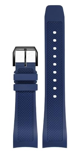 JDIME Gummi-Uhrenarmband 22 mm für Iwc IW390502 IW390209 Armband Faltschließe gebogenes Ende Armbanduhren Gürtel(Blue-Bk-pin) von JDIME