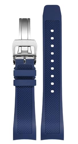JDIME Gummi-Uhrenarmband 22 mm für Iwc IW390502 IW390209 Armband Faltschließe gebogenes Ende Armbanduhren Gürtel(Blue-SR-fold) von JDIME