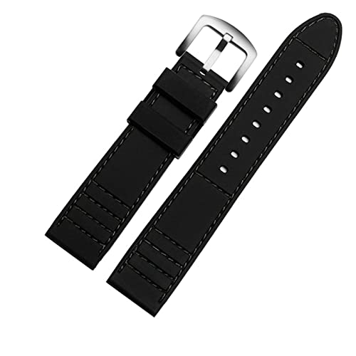 JDIME Längerer Riemen 20mm 22 mm Silikon Sportwachenband Tauch wasserdichtes Gummi Männchen verlängert Ersatzwächter Uhr Accessorie Accessorie(Black pin clasp,22mm) von JDIME
