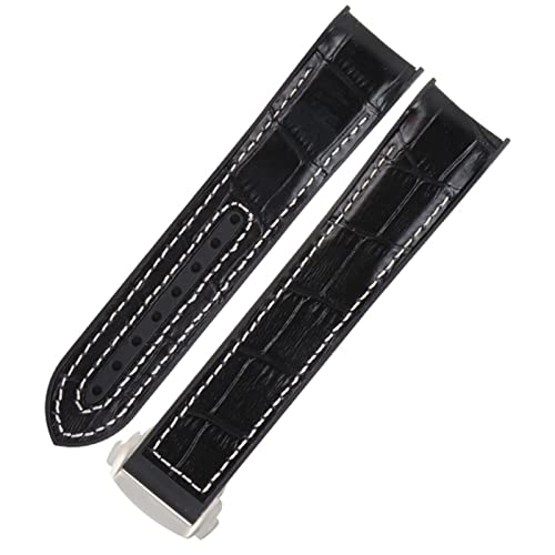 JDIME Nylon-Leder-Gummi-Uhrenarmband passend für Omega Seamaster für Omega mit Faltschließe, Luxus-Armbänder, Uhrenzubehör, Teile 20 mm, 19 mm, 21 mm, 22 mm(15,20mm) von JDIME