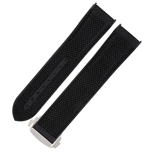 JDIME Nylon-Leder-Gummi-Uhrenarmband passend für Omega Seamaster für Omega mit Faltschließe, Luxus-Armbänder, Uhrenzubehör, Teile 20 mm, 19 mm, 21 mm, 22 mm(9,20mm) von JDIME