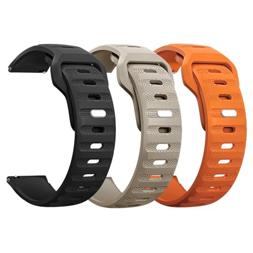 JDIME 3-teiliges robustes Uhrenarmband 20 mm 22 mm, Schnellverschluss-Uhrenarmband mit neu gestalteter quadratischer Metallschnalle, weiches, atmungsaktives Ersatz-Sportuhrenarmband für Damen und Herr von JDIME