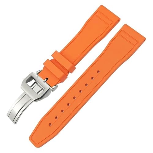 JDIME Weiche Fluorkautschuk-FKM-Uhrenarmbänder 20 mm, 21 mm, 22 mm für IWC Big Pilot Portofino Naturkautschuk-Uhrenarmband-Werkzeuge(Orange Square,20mm) von JDIME