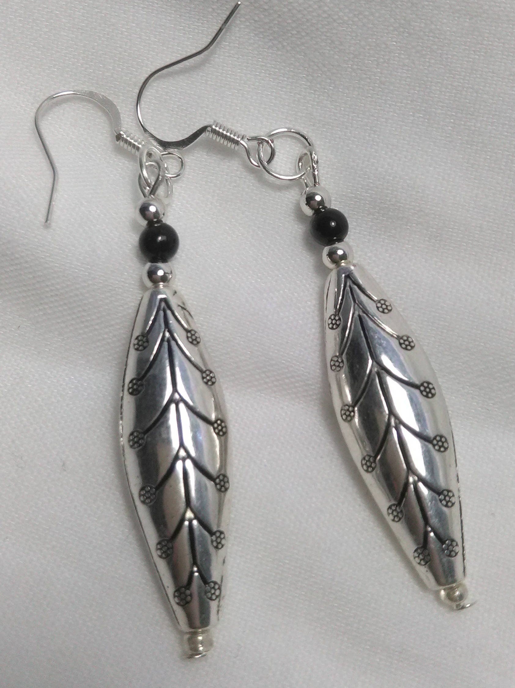 Silber Lange Blatt Ohrringe Silber Lange Blatt Ohrringe von JDKCraftStudio