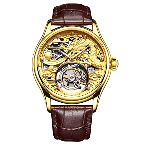 JDLERMY Echte Tourbillon Mechanische Handaufzug Vintage Uhr Herren Skelett Diamant Zifferblatt Armbanduhr Saphir Doppelseitig Hohl Uhr Chinesisches Sternzeichen Loong Muster bedeutet reich respektvoll JDLERMY Echte Tourbillon Mechanische Handaufzug Vintage Uhr Herren Skelett Diamant Zifferblatt Armbanduhr Saphir Doppelseitig Hohl Uhr Chinesisches Sternzeichen Loong Muster bedeutet reich respektvoll von JDLERMY