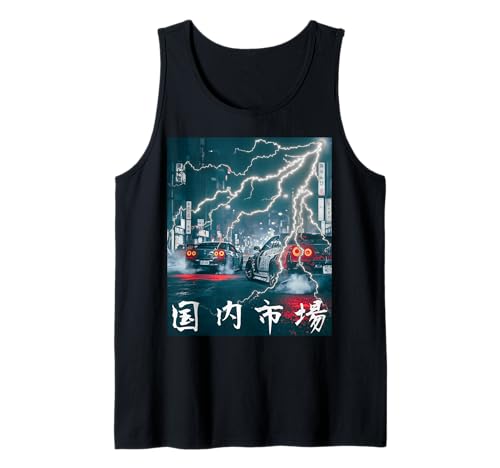 Herren JDM Drift Racing Car Blitz-Nachtszene auf Einer Straße in Tokio Tank Top von JDM Japanese Automotive Tuning Car Art