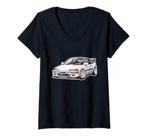 Damen Jdm Euro Car Scene CR-X Hatch DOHC b16 Tuning Drift Import T-Shirt mit V-Ausschnitt von JDMculture. Für mehr Hier Klicken