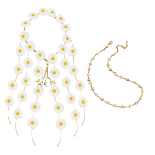 1 Gänseblümchenkopfschmuck Und 1 Gänseblümchen -Halskette, Kopfschmuck Strand, Boho -Schmuck, Alltägliche Vielseitige Halskette. von JDNFKG