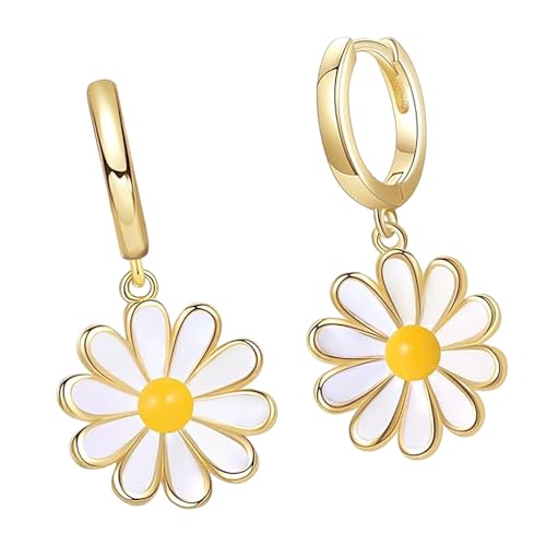 Blumen-Ohrringe für Damen, florale Tropfenohrringe, emaillierte Legierung, Schmuck für empfindliche Haut und den täglichen Gebrauch, lässiges Ohr-Zubehör, Einheitsgröße, Wie beschrieben, Wie von JDNH