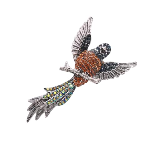 Funkelnde Falken-Brosche, Retro-Cartoon-Design, Strasssteine, verzierte Legierungsmaterialien, dekorative Anstecknadel für Kleidung, Jacken, Cartoon-Hawks, Anstecknadel mit Strasssteinen von JDNH