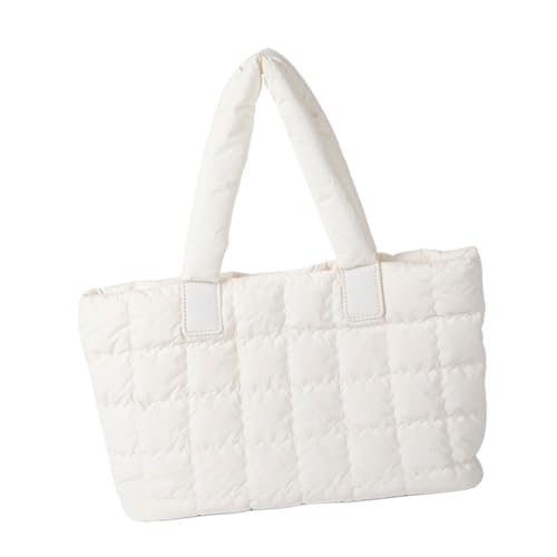 Gesteppte Nylontasche im koreanischen Stil, leichte und modische Handtasche, Puffertasche, lässige Schultertasche, Geldbörse für Damen, modische Tasche, beige, One Size von JDNH