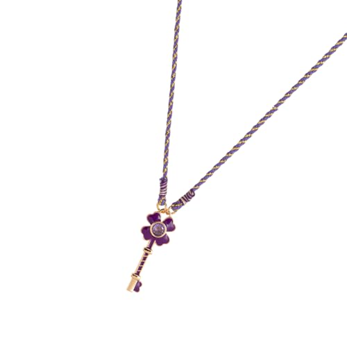 JDNH Fröhliche Halskette mit vierblättrigem Tropfenanhänger mit lebendigen Tropfen-Details, verstellbare Kordelkette, Schmuck für sie, trendige Dopamin-Farbe, modische Halskette, Einheitsgröße, Wie von JDNH