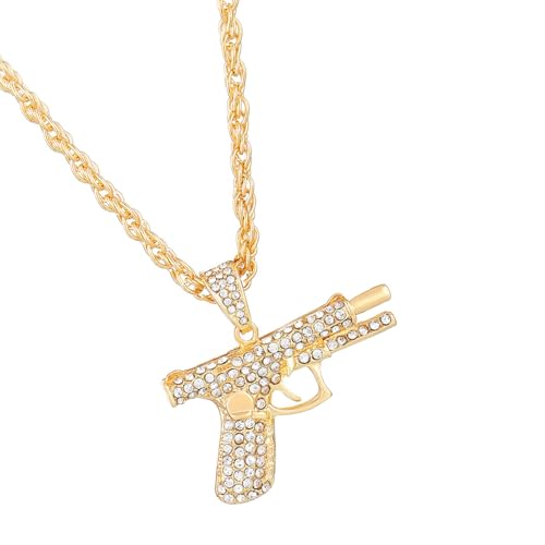 JDNH Halskette mit funkelndem Maschinen-Design, robuste rhodinierte Legierung, Hip-Hop-Blings, Accessoire für den täglichen Gebrauch, leicht, trendiger Anhängerschmuck, Einheitsgröße, Wie beschrieben von JDNH