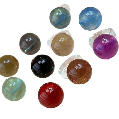 JDNH Kunstvolle Sandharz-Ringe mit hoher Taille und kreisförmiger Geometrie und Marmor-Ton als Geschenk, geometrische Ringe, geometrische Transparenz, Harz von JDNH