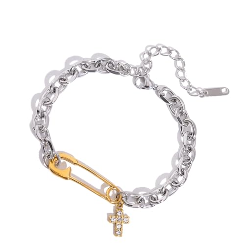 JDNH Moderner Armreif mit Büroklammer-Symbol, verstellbare Kette, Modeschmuck für Damen und Herren, vielseitiger Kruzifix, Büroklammer-Schmuck für den täglichen Gebrauch von JDNH