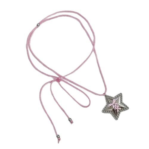 JDNH Modische, stilvolle Fünf-Punkt-Stern-Halskette mit stabiler Nylonkette und polierter Legierung, Anhänger für Freizeitkleidung von JDNH