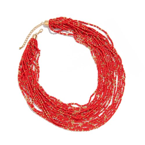 JDNH Modische Perlen-Halskette, handgefertigt, mehrlagig, Modeschmuck, Perlen-Geschenk für Frauen und Mädchen, Party-Zubehör von JDNH