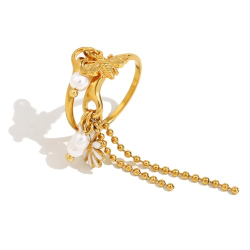 JDNH Offenes Konzept, Fransen, Statement-Ringe, flexible Größe, stabiler Edelstahl, modisches Accessoire, trendiger Edelstahl-Schmuck, Einheitsgröße, Wie beschrieben, Wie beschrieben von JDNH