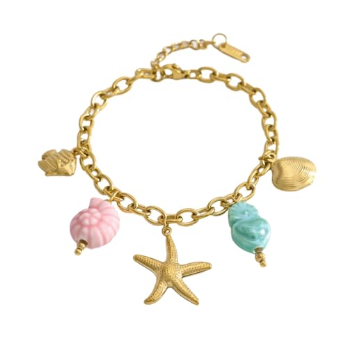 JDNH Verstellbare Edelstahl-Kette, Halskette, Anhänger, Strand-Halsschmuck, geeignet für Damen und Mädchen, Edelstahl, Einheitsgröße, Wie beschrieben von JDNH