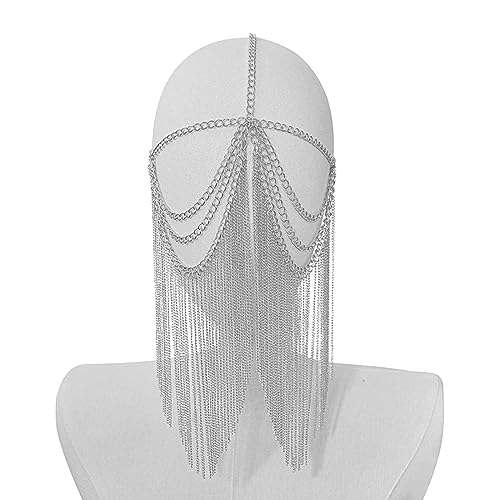 Quasten-Gesichtskette, Kopfbedeckung, Kette, Schmuck, einzigartiger Maskerade-Metallkopf für Cosplay und Tanzaufführungen, Maskerade, Gesicht, Kopfbedeckung, Party, Nachtclub, Tanz, Einheitsgröße, Wie Quasten-Gesichtskette, Kopfbedeckung, Kette, Schmuck, einzigartiger Maskerade-Metallkopf für Cosplay und Tanzaufführungen, Maskerade, Gesicht, Kopfbedeckung, Party, Nachtclub, Tanz, Einheitsgröße, Wie von JDNH