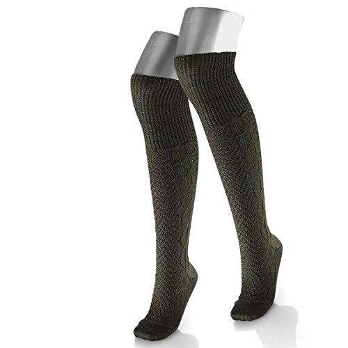 JDRAZOR Jagd - Kniestrumpf mit Kniestulpe in Jägergrün aus Schurwolle, Größe 42/43 von JDRAZOR
