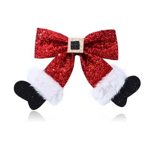 Weihnachts-Haarspangen, glitzernde rote Schleifen für Mädchen, niedliche Schleifen, Haarspangen, große Weihnachtsstrümpfe, Haarspangen, Weihnachts-Haarschmuck für Mädchen und Frauen von JDRGJTH