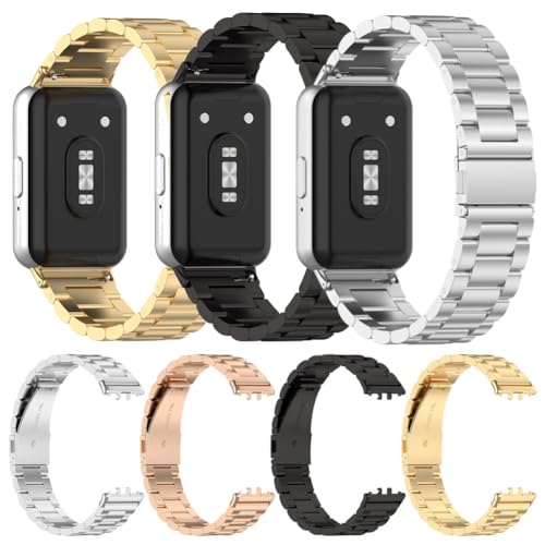 Edelstahl Metall Uhrenarmbänder verstellbares Ersatz Uhrenarmband Schnellverschluss Ersatzbänder Smartwatch Armbänder for (Samsung) Galaxy Fit 3 SM-R390 Band von JDXFENG