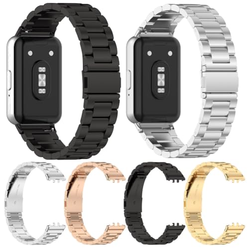 Edelstahl Metall Uhrenarmbänder verstellbares Ersatz Uhrenarmband Schnellverschluss Ersatzbänder Smartwatch Armbänder for (Samsung) Galaxy Fit 3 SM-R390 Band von JDXFENG