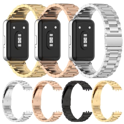 Edelstahl Metall Uhrenarmbänder verstellbares Ersatz Uhrenarmband Schnellverschluss Ersatzbänder Smartwatch Armbänder for (Samsung) Galaxy Fit 3 SM-R390 Band von JDXFENG