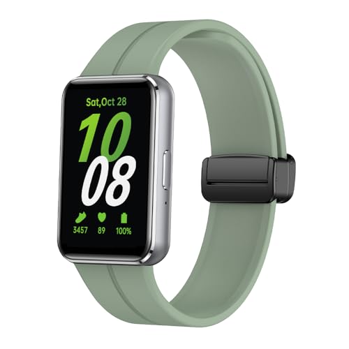 Silikon Uhrenarmbänder verstellbares Ersatz Sportuhrenarmband magnetische Faltschnalle Schnellverschluss Ersatzbänder schweißfest for (Samsung) Galaxy Fit 3-Armband von JDXFENG