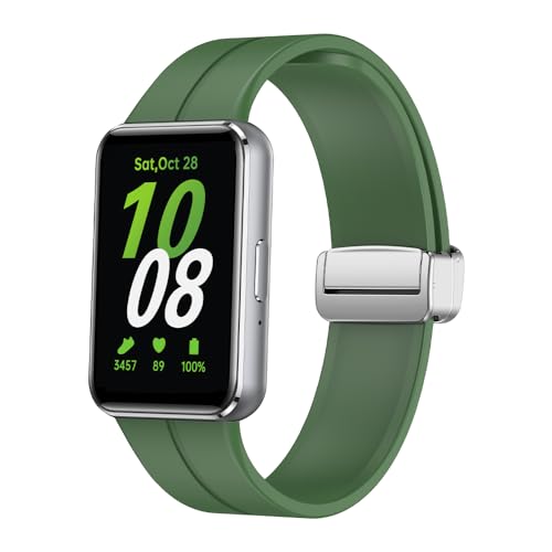 Silikon Uhrenarmbänder verstellbares Ersatz Sportuhrenarmband magnetische Faltschnalle Schnellverschluss Ersatzbänder schweißfest for (Samsung) Galaxy Fit 3-Armband von JDXFENG