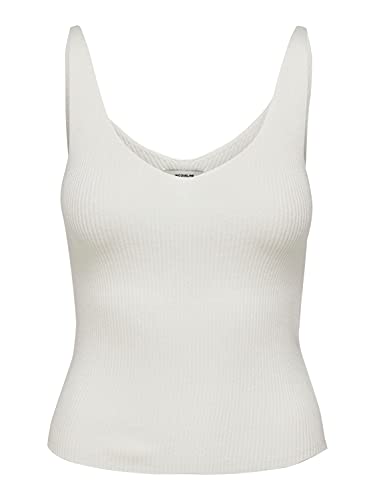 JDY Damen Tank Top Oberteil JDYNANNA Basic Shirt Ärmellos Struktur Pullover V-Neck Ausschnitt, Farben:Weiß, Größe:32 von JDY NOOS