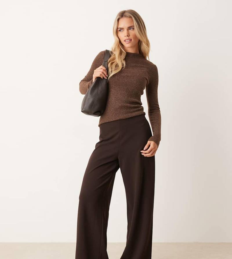 JDY Petite - Hose in Schokobraun mit weitem Bein-Brown von JDY Petite